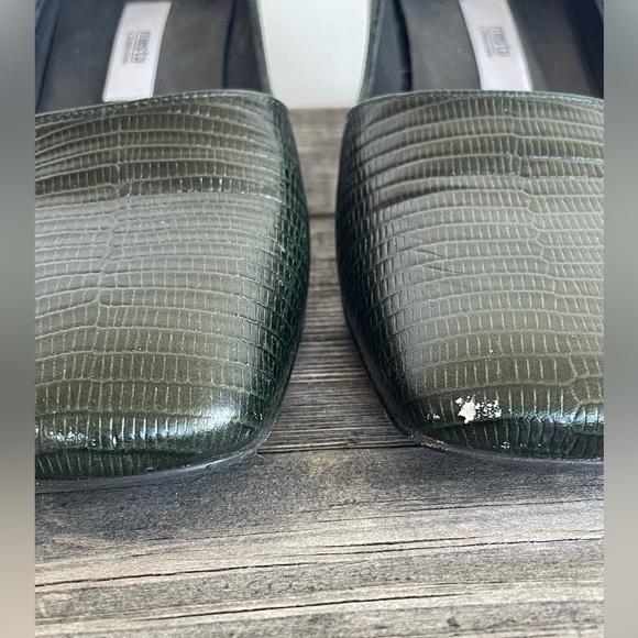 Miista Aloisie Bottle Green Lizard Effect Leather Heels - Picture 7 of 8